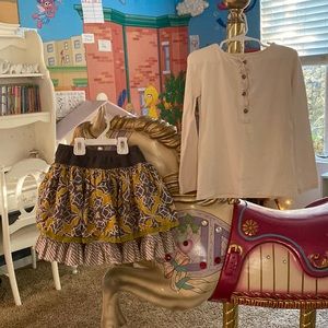 Persnickety outfit. Adorable long sleeve ivory/cream top and ruffled twirl skirt